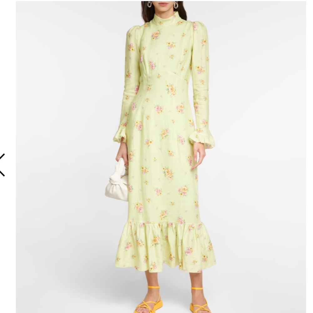 Alemais Pale Yellow Floral Maxi Dress